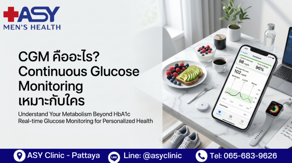 Continuous Glucose Monitoring (CGM) dashboard displaying real-time glucose trends alongside healthy lifestyle tools for metabolic health and precision longevity assessment.