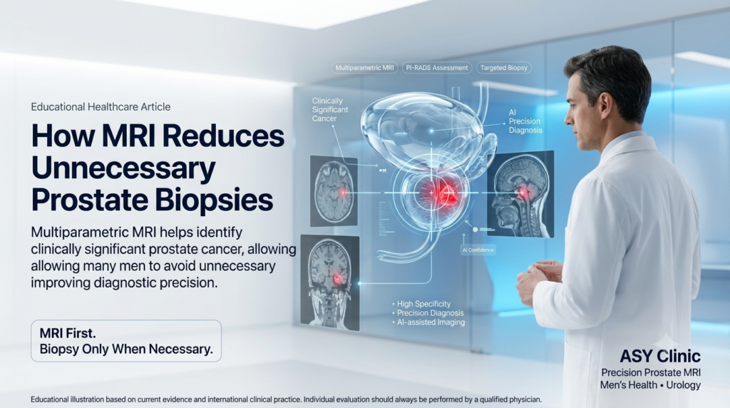 Multiparametric prostate MRI identifying a suspicious lesion for targeted biopsy while helping reduce unnecessary prostate biopsies.