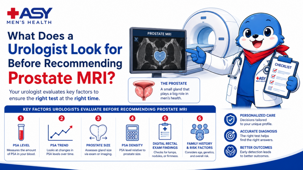 Urologist reviewing PSA and prostate cancer risk before recommending prostate MRI in Pattaya
